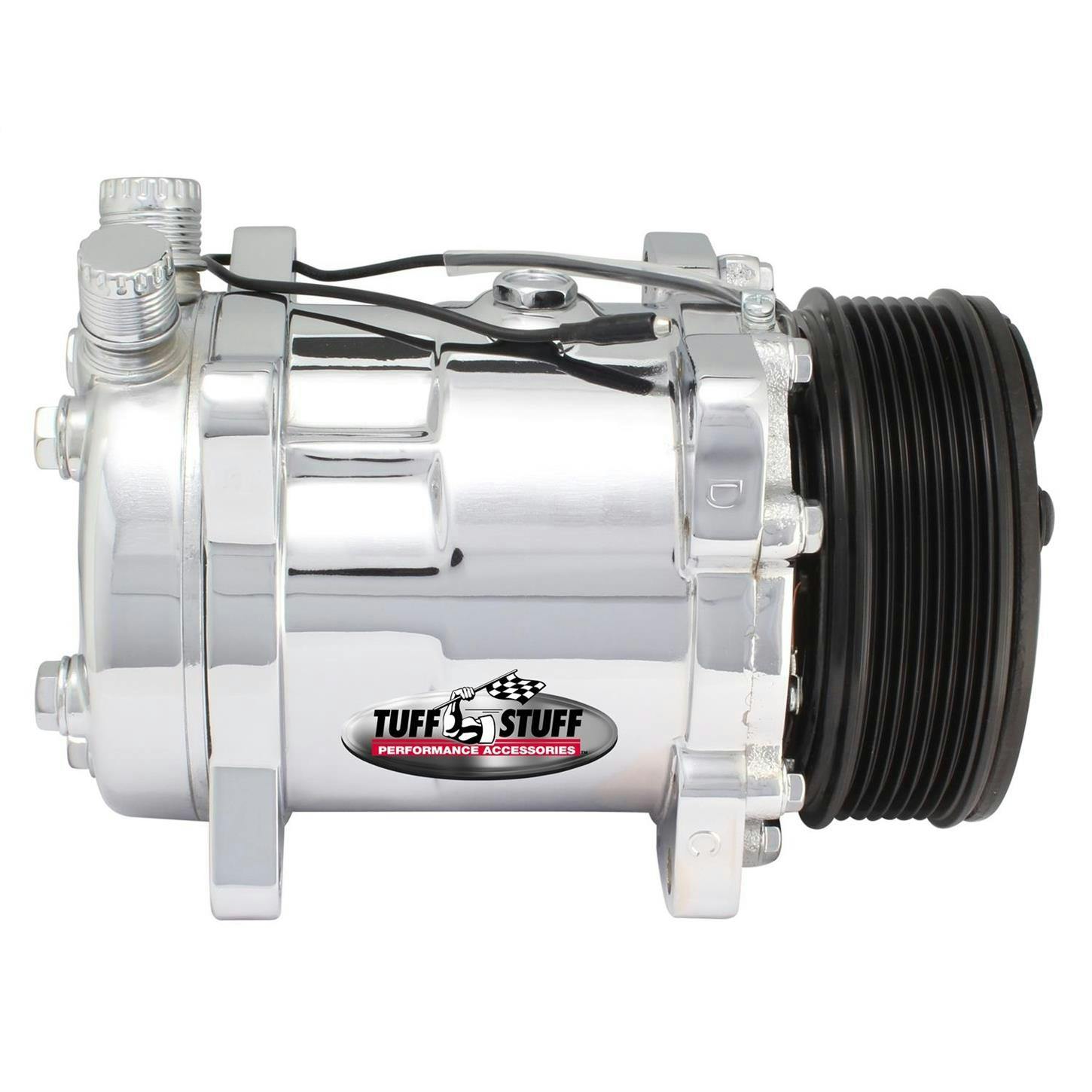 Tuff Stuff 4515NA6G A/C Compressor Sanden 508, 6 Groove, Chrome