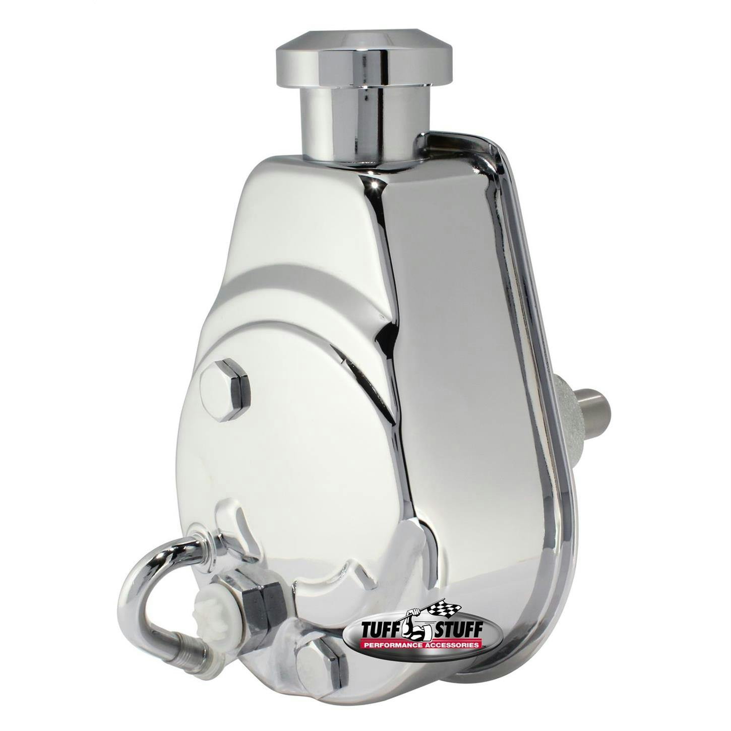 Tuff Stuff 6163A GM Power Steering Pump, Press Fit Shaft, Chrome