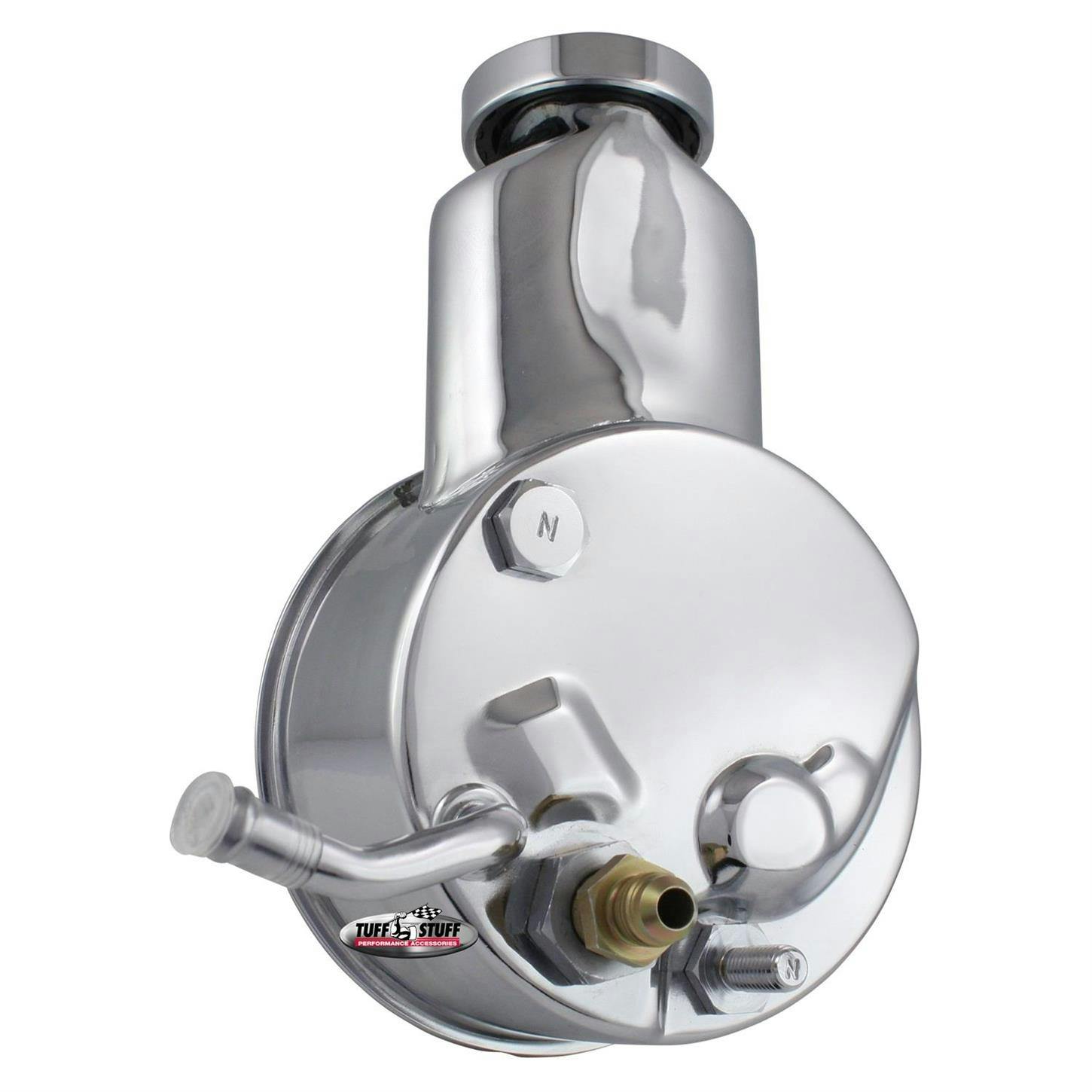 Tuff Stuff 6193A Saginaw Power Steering Pump, Keyed Shaft, Chrome