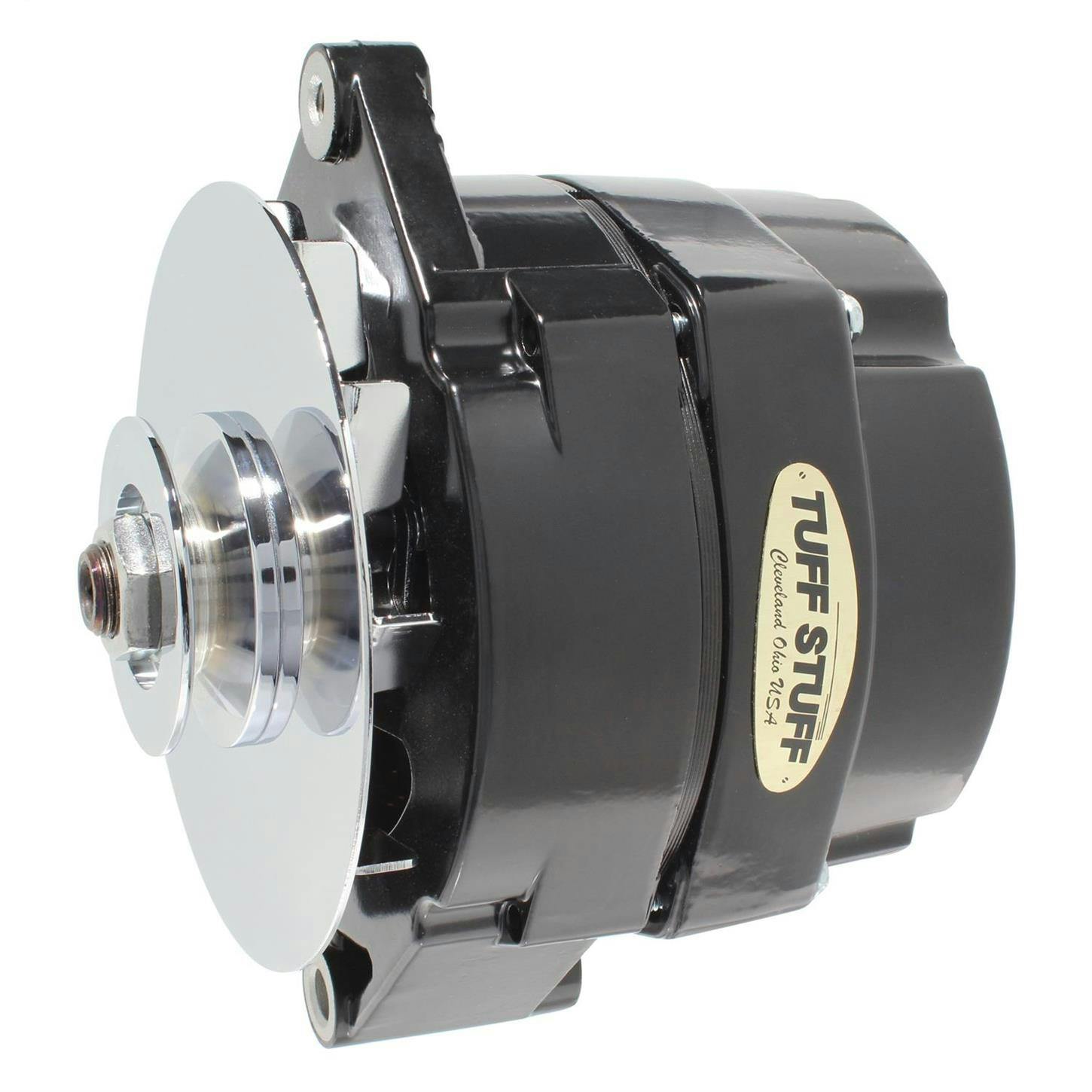 Tuff Stuff 7102NFK GM Alternator, 140 Amp Ext Reg, Black W/Chrome