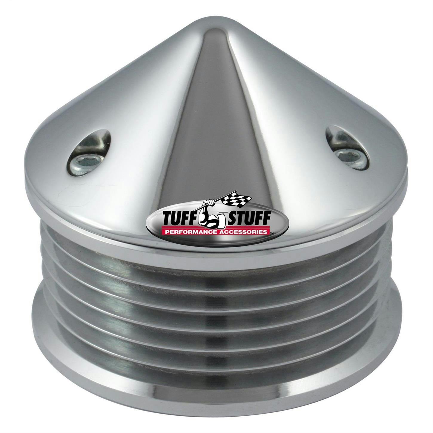 Tuff Stuff 7653A 6 Groove Pulley And Bullet Cover, Chrome