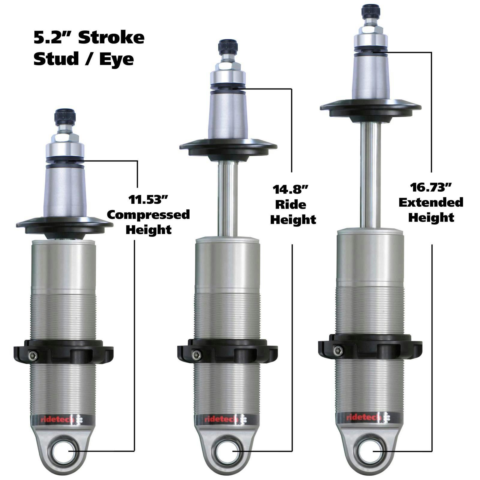 RideTech 24159905 HQ Rear Coilover, Universal, 5.2 Inch Stroke