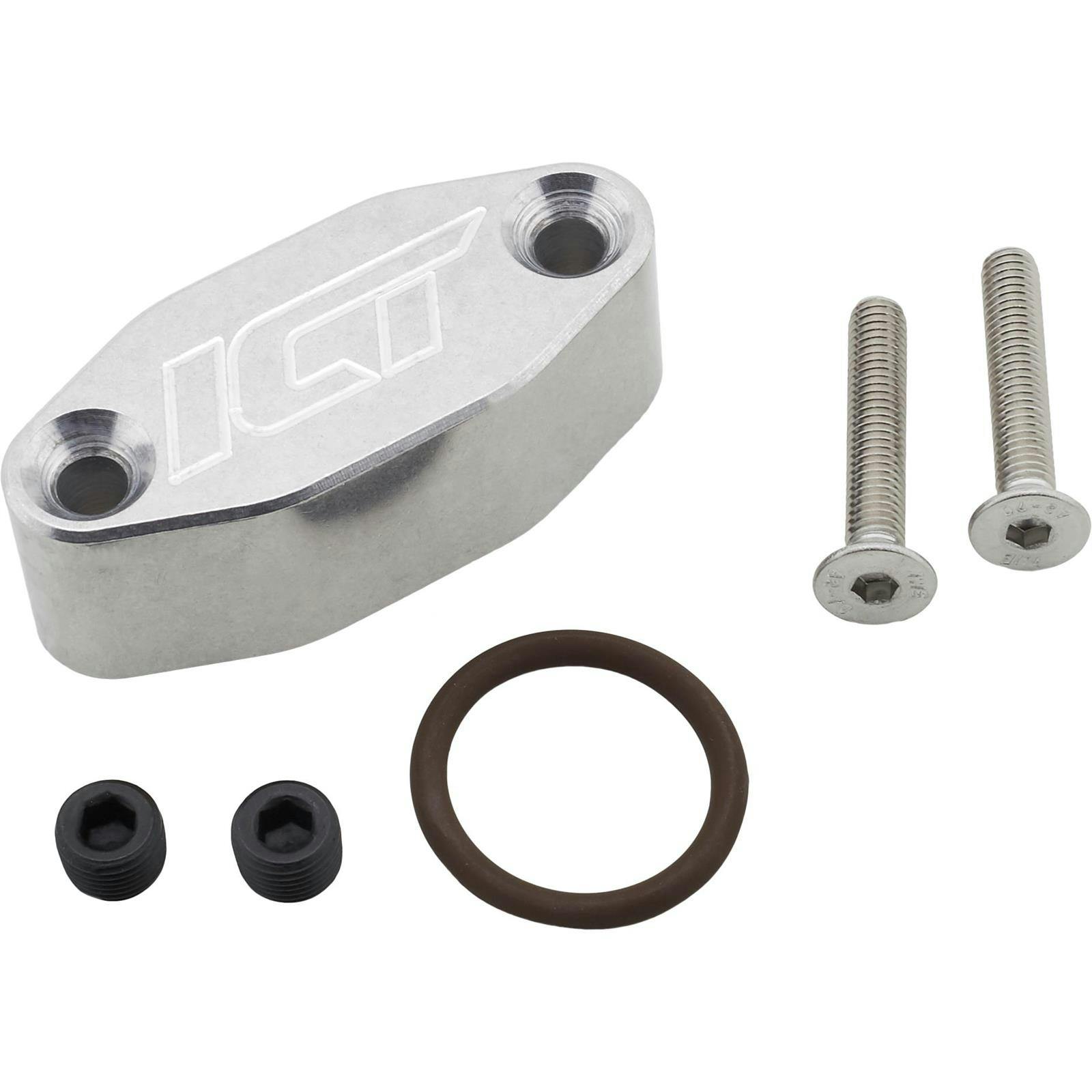ICT BILLET 551533 Dual Outlet Oil Feed Adapter Plate, 90 Deg, LS