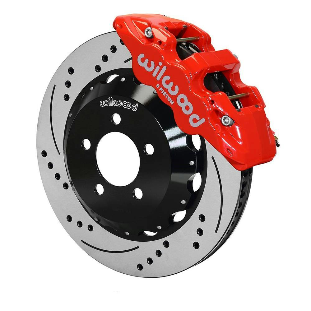 Wilwood 140-14067-DR AERO6 14.25 Inch Drilled Front Brake Kit, Red