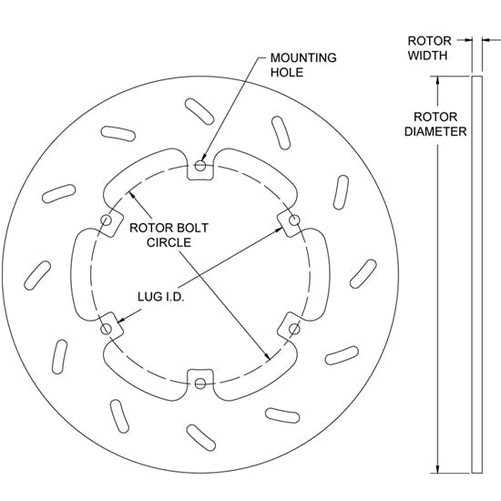 Wilwood 160-14185 Super Alloy Slotted Rotor. 9.5 inch 6 x 5.25