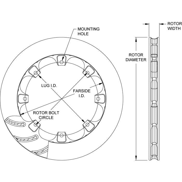 Wilwood 160-15878 ULHD-16 Curved Vane Spec-37 Rotor, Lefthand
