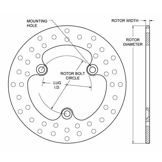 Wilwood 160-2084 Sprint/Mod Drilled Steel Rotor, 11 x .310 - 3 on 5.00