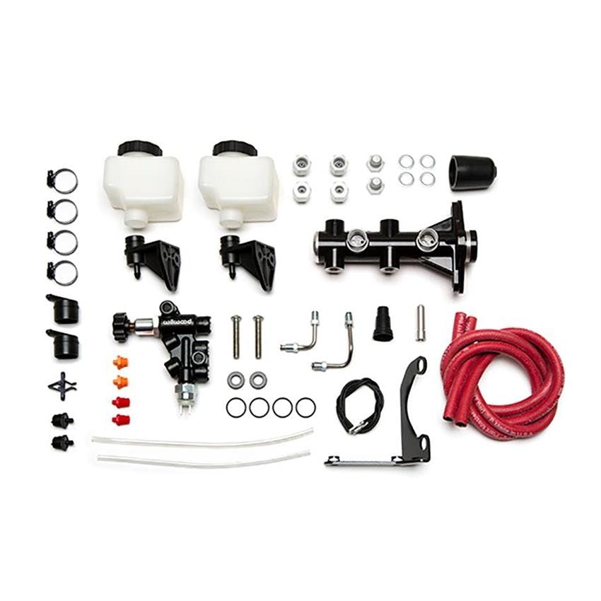 Wilwood 261-14251-BK Remote Tandem Master Cylinder Kit, 1 Inch, Black