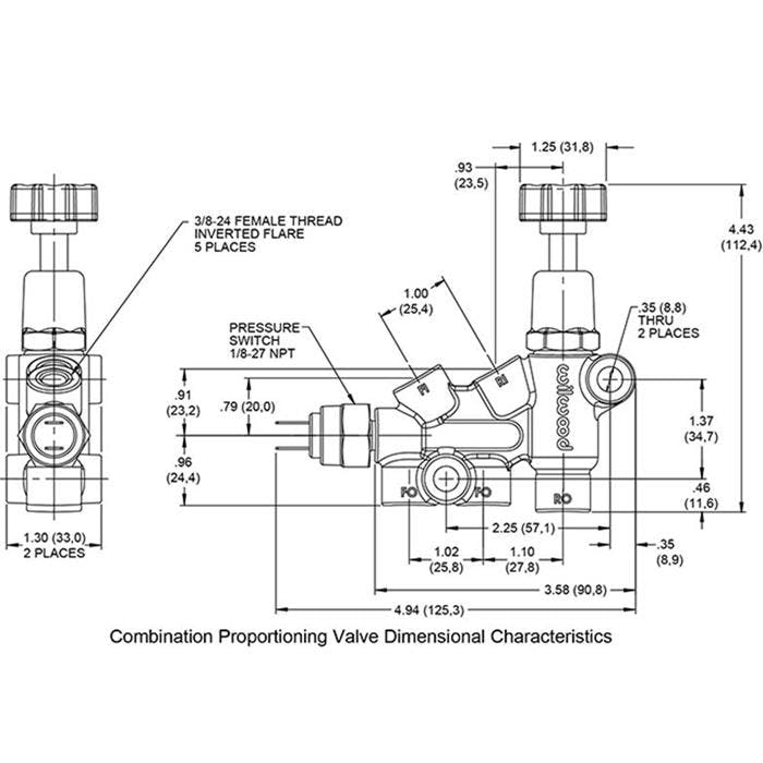Wilwood 261-14252-P Remote Tandem Master Cylinder Kit, 1-1/8 In