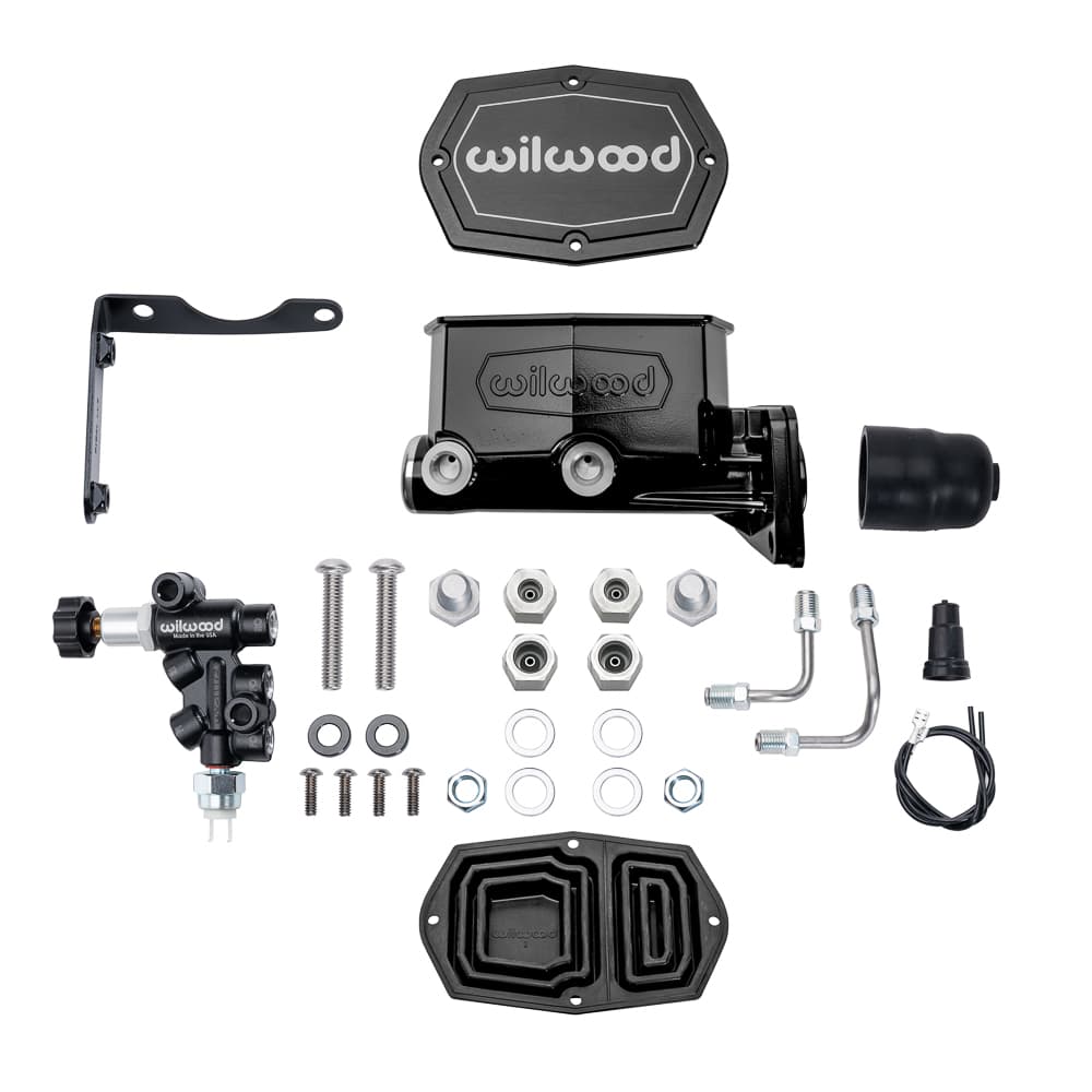 Wilwood 261-17798-BK Compact Tandem M/C Kit w/R/H Bkt and Valve