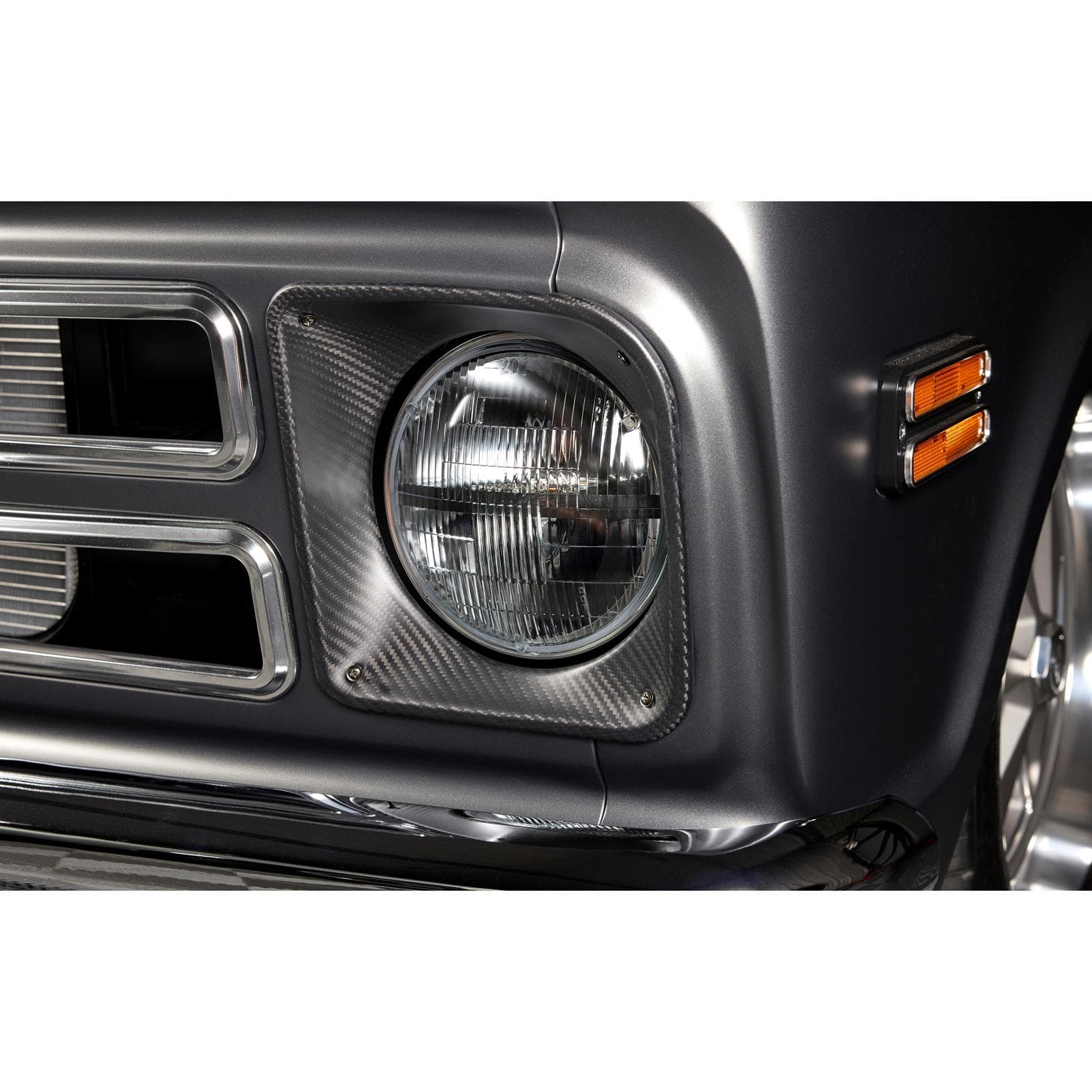 1967-68 Chevy C10 Headlight Bezel Pair, Matte Finish Carbon Fiber