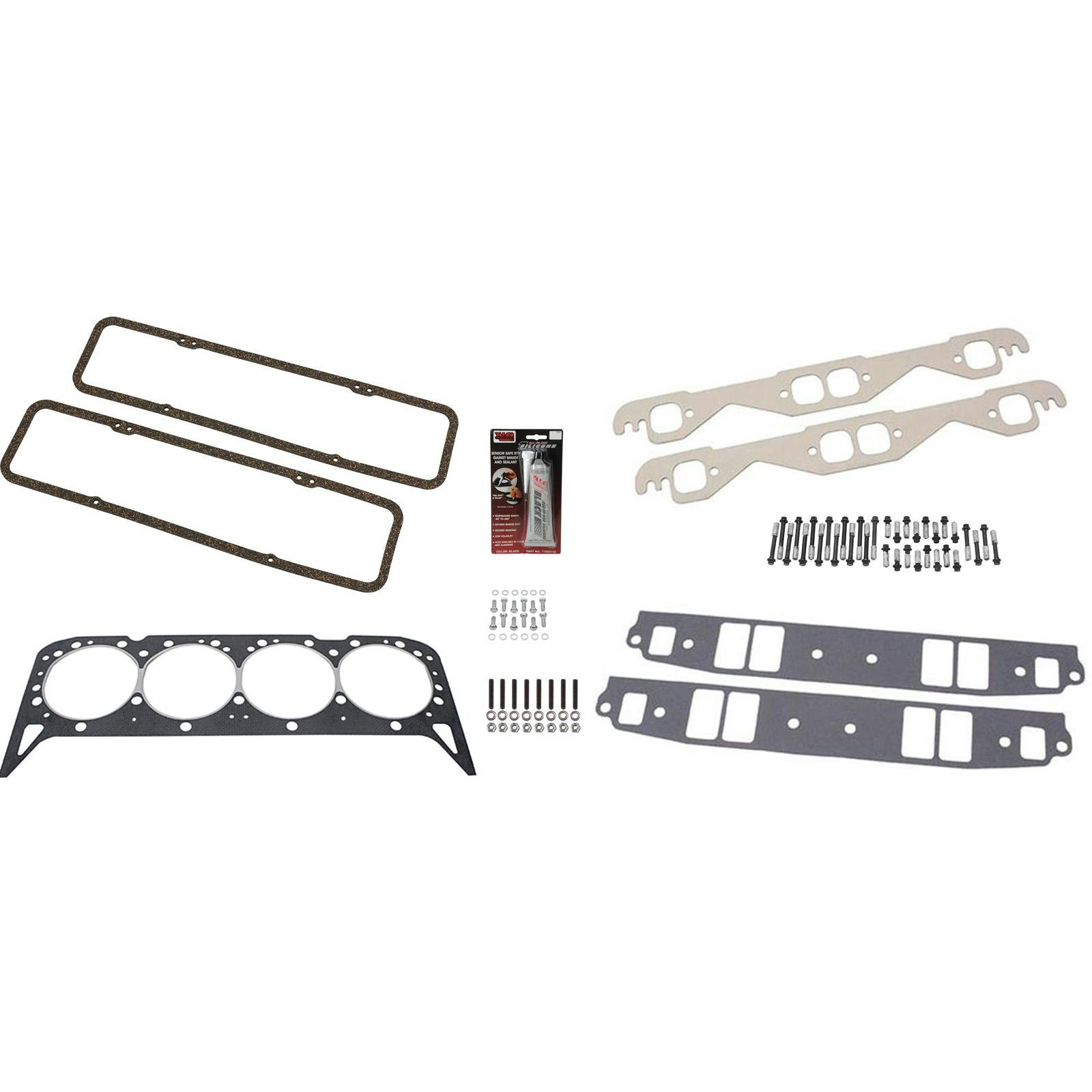 Economy SBC 283 to 350 Cylinder Head and Intake Install Kit 55-86