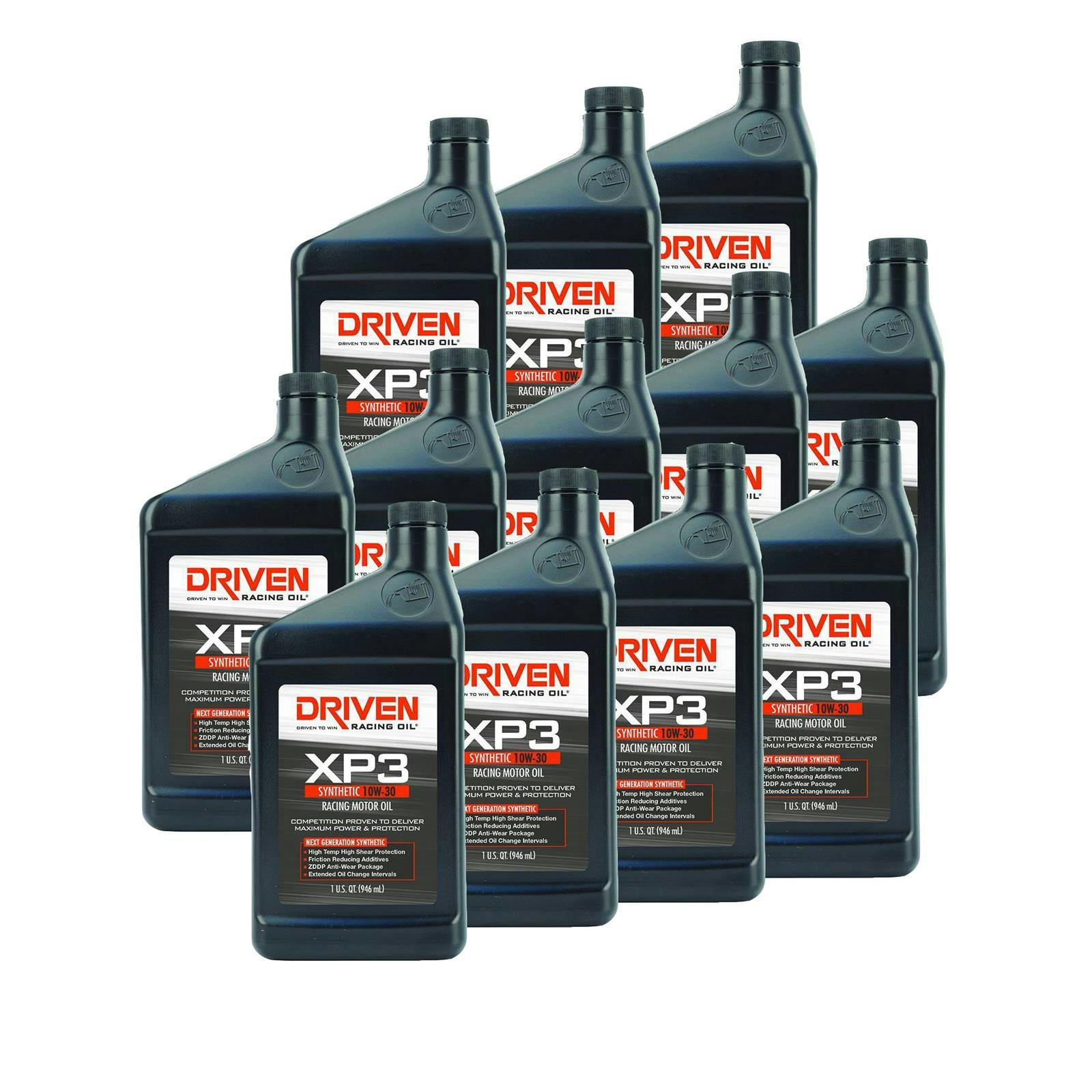Driven Racing Oil 00307 XP3 Synthetic 10W30 Motor Oil, 12 Quarts