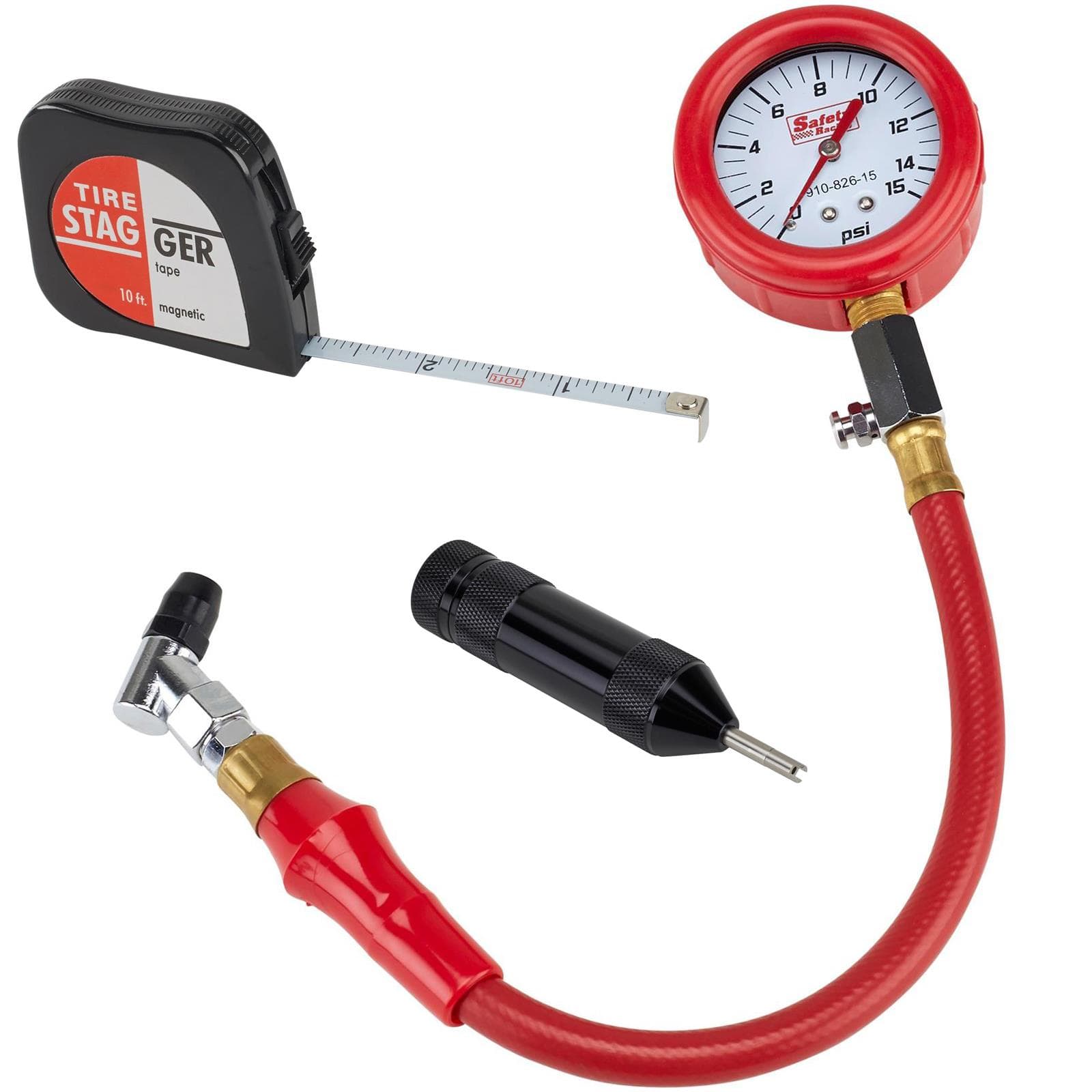 15 psi Tire Pressure Gauge, Tape and Core Tool