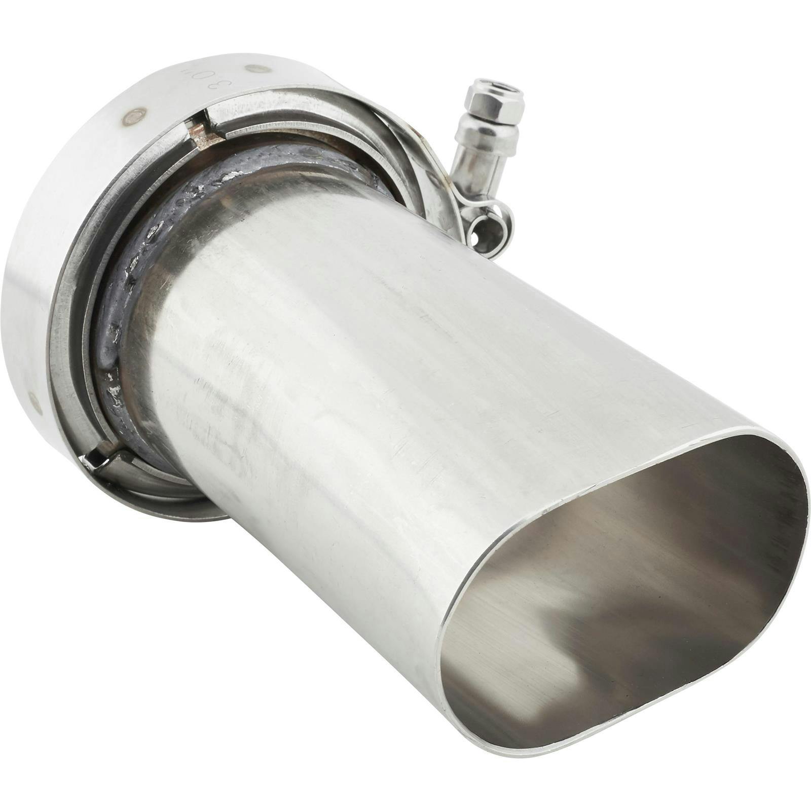 Exhaust Pipe Adapter, 3 Inch V-Band with Clamp to 3 Inch Oval