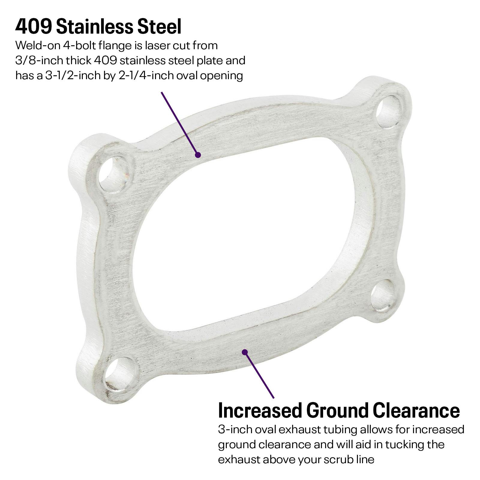 Granatelli Motor Sports 302300 Oval Exhaust Flange, Stainless, 3"