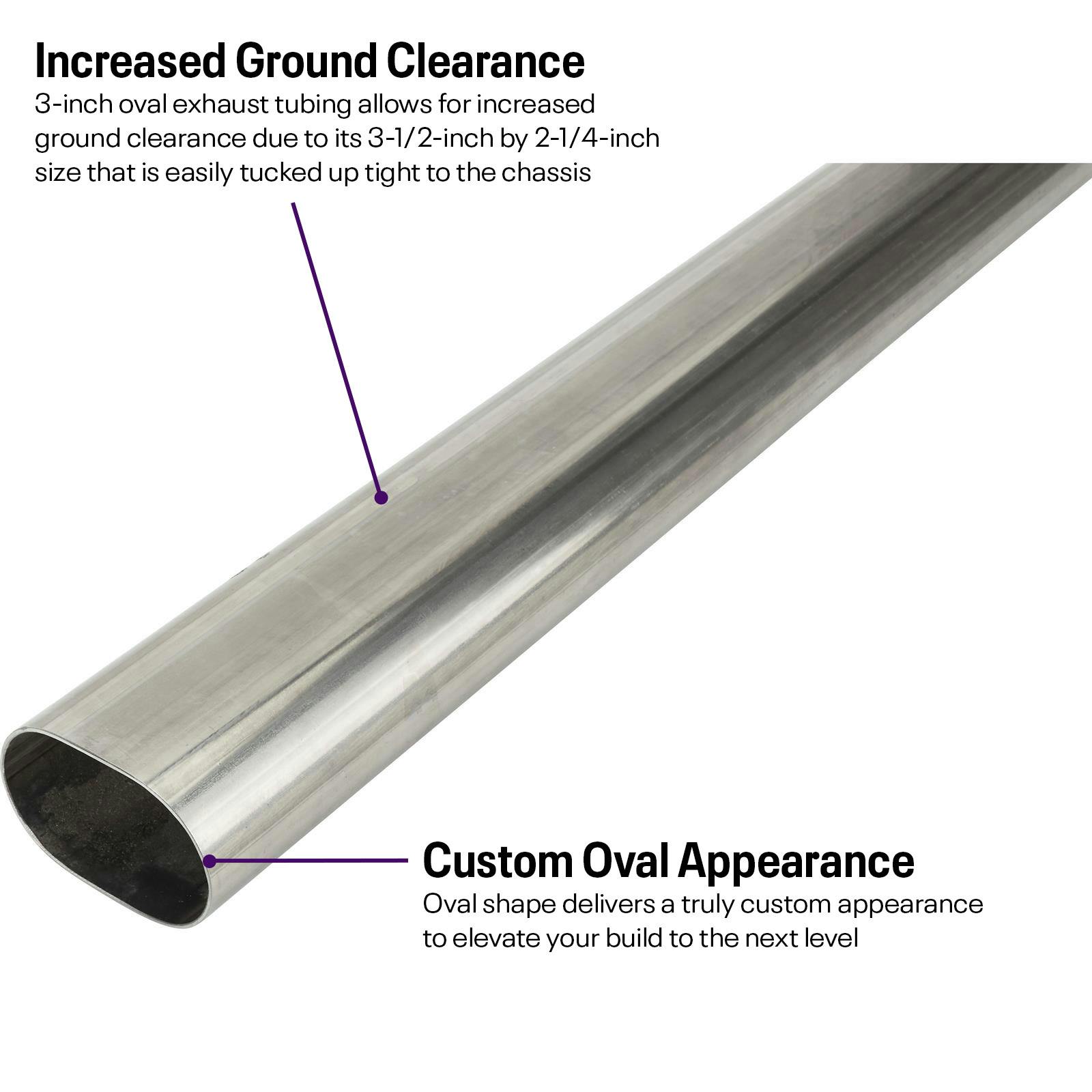 Stainless Steel 60 Inch Oval Exhaust Tubing, 3 Inch