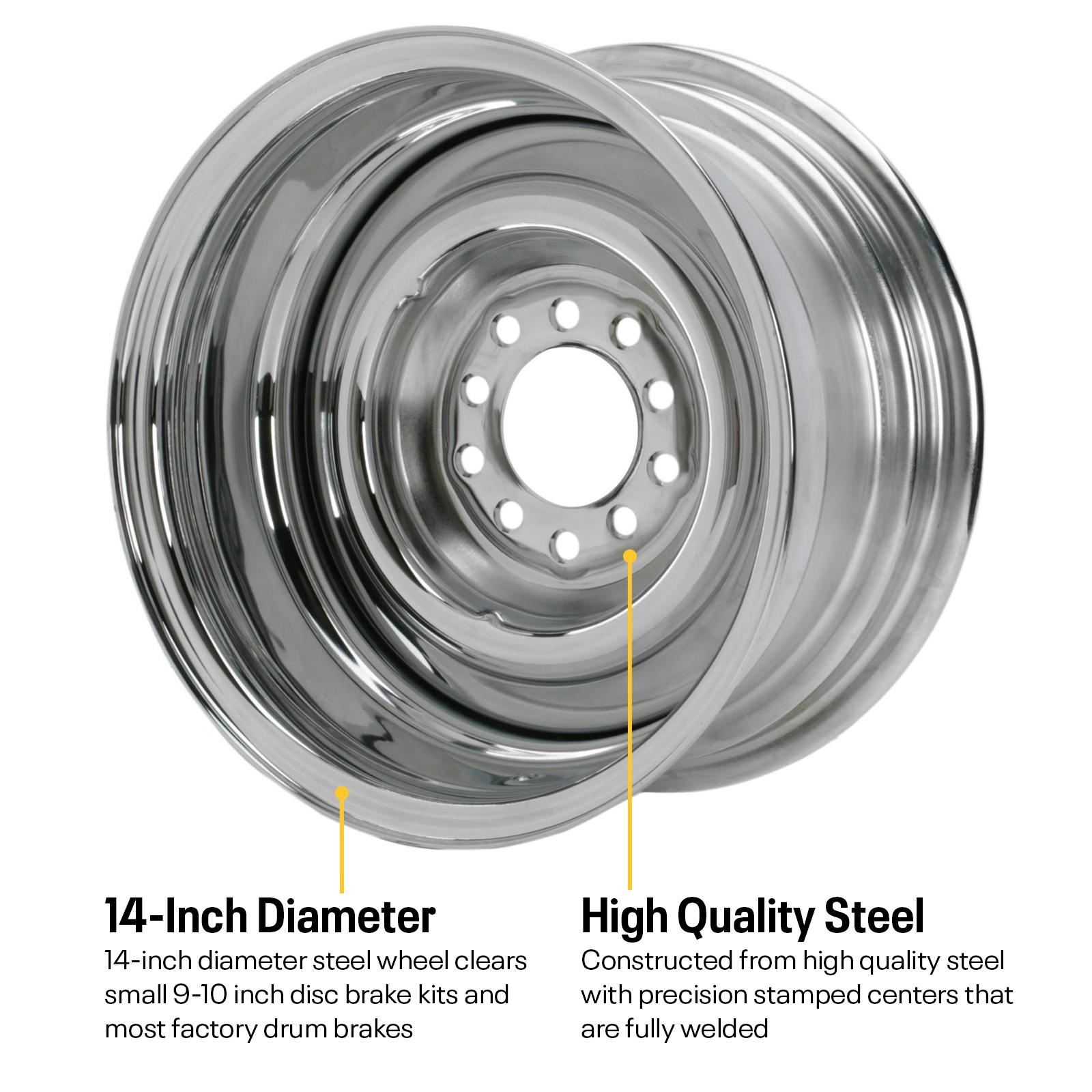 Speedway Smoothie Reverse 14x7 Steel Wheels, 5 on 4.5/4.75, 2.5 BS