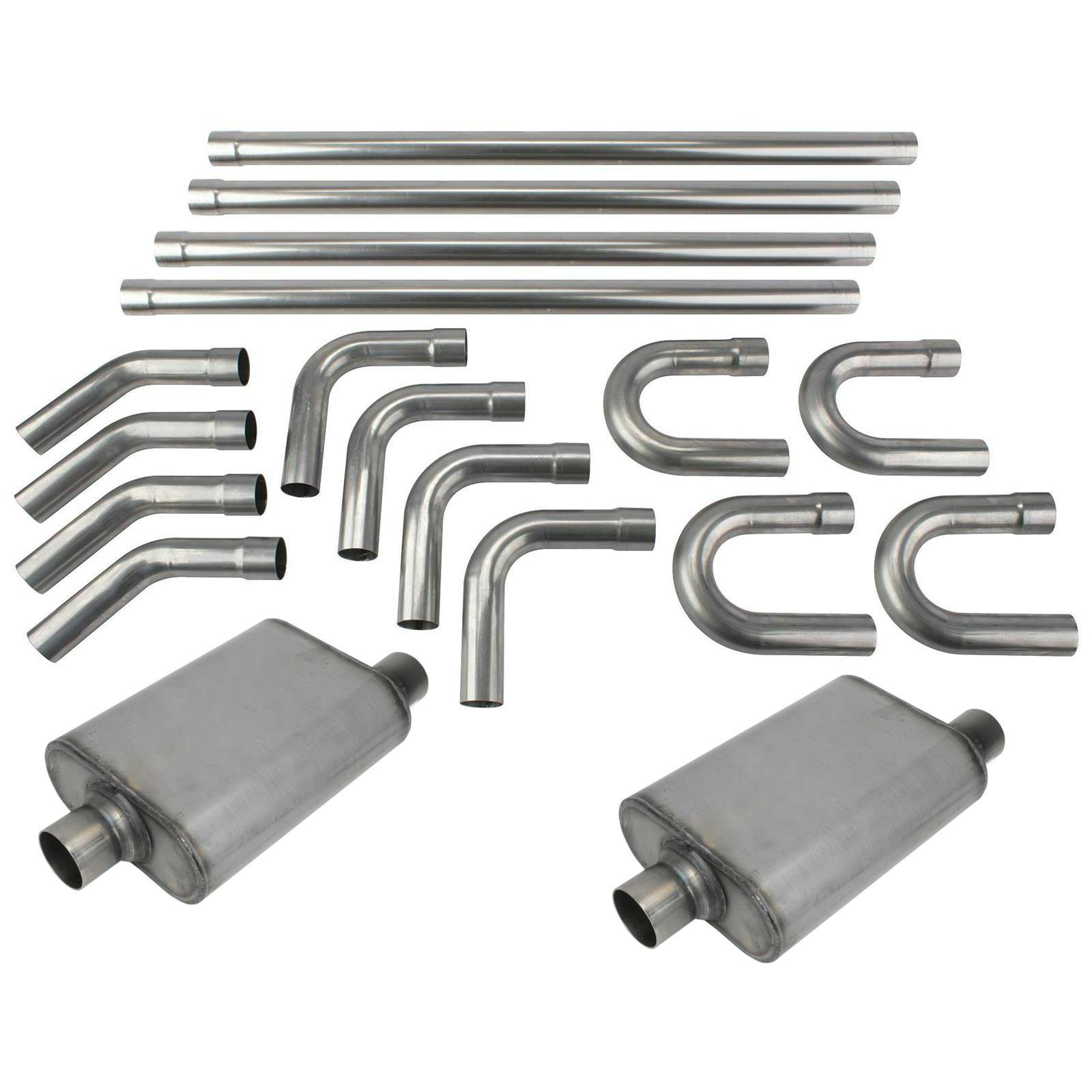 2.5 Inch Stainless Steel Dual Exhaust System Kit with Mufflers
