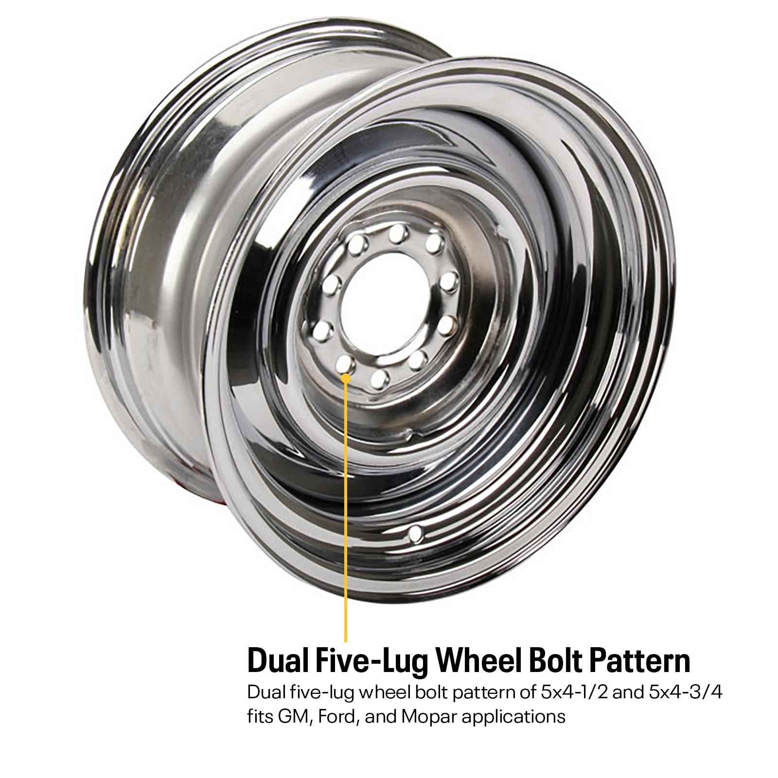 Speedway Smoothie 15x6 Steel Wheels, 5 on 4.5/4.75, 3.5 BS