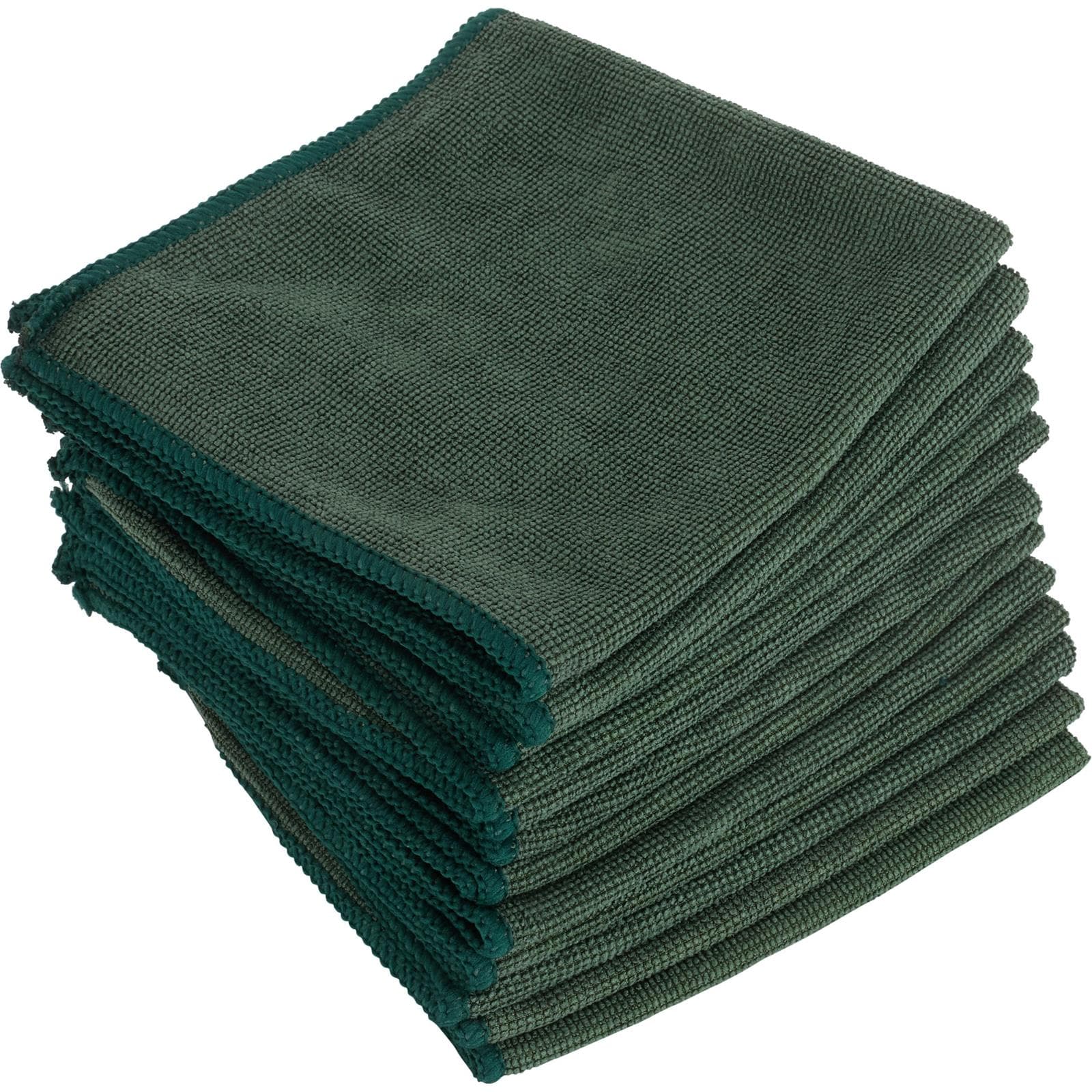 Premium Microfiber Towel, 12 Inch X 12 Inch, Dark Green, 12/ Pack