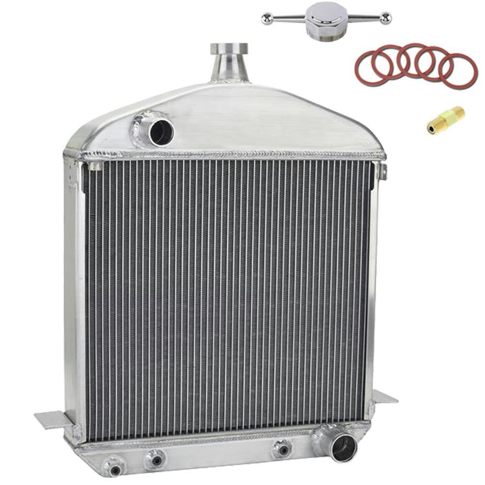 1917-23 T-Bucket Buffed Aluminum Radiator Kit, Small Block Chevy