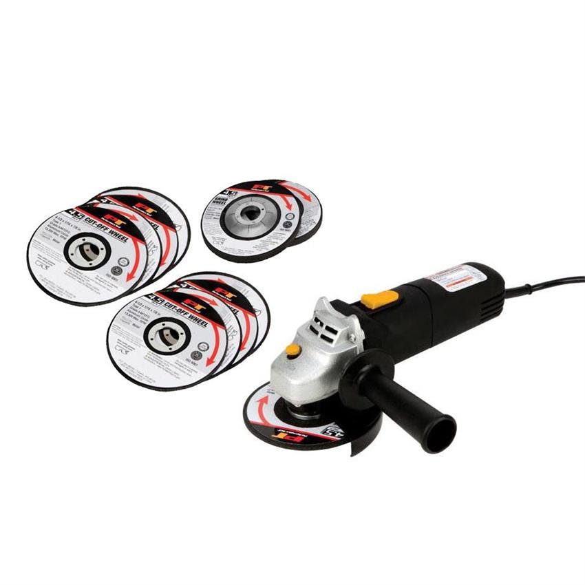 Performance Tool 4-1/2 Inch Angle Grinder and 10 Piece Wheel Kit