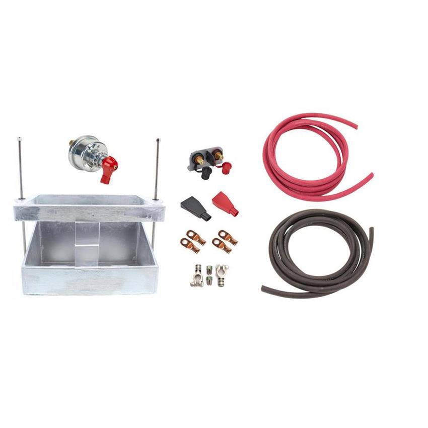 Car Battery Relocation Kit w/Cast Alum Box w/Batt Disc