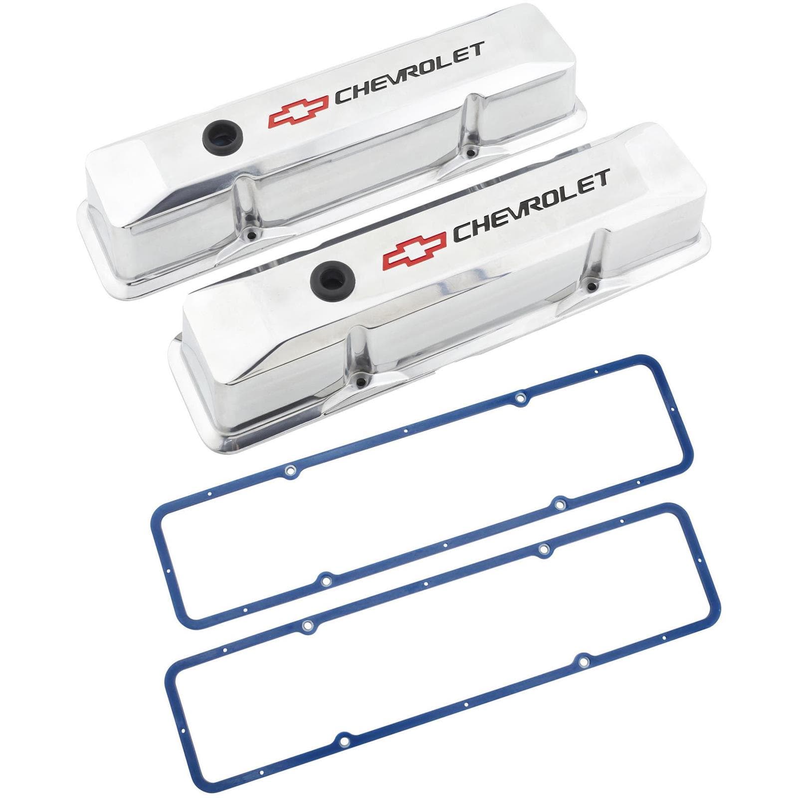 Small Block Chevy V8 Bow Tie Aluminum Valve Covers & Gaskets