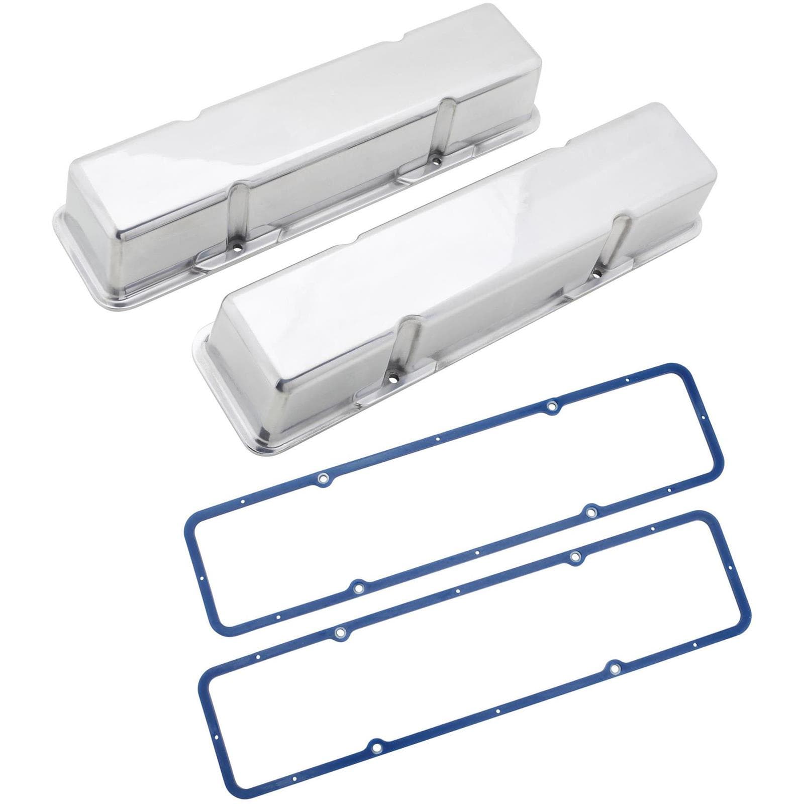 Small Block Chevy Polished Aluminum Tall Valve Covers & Gaskets