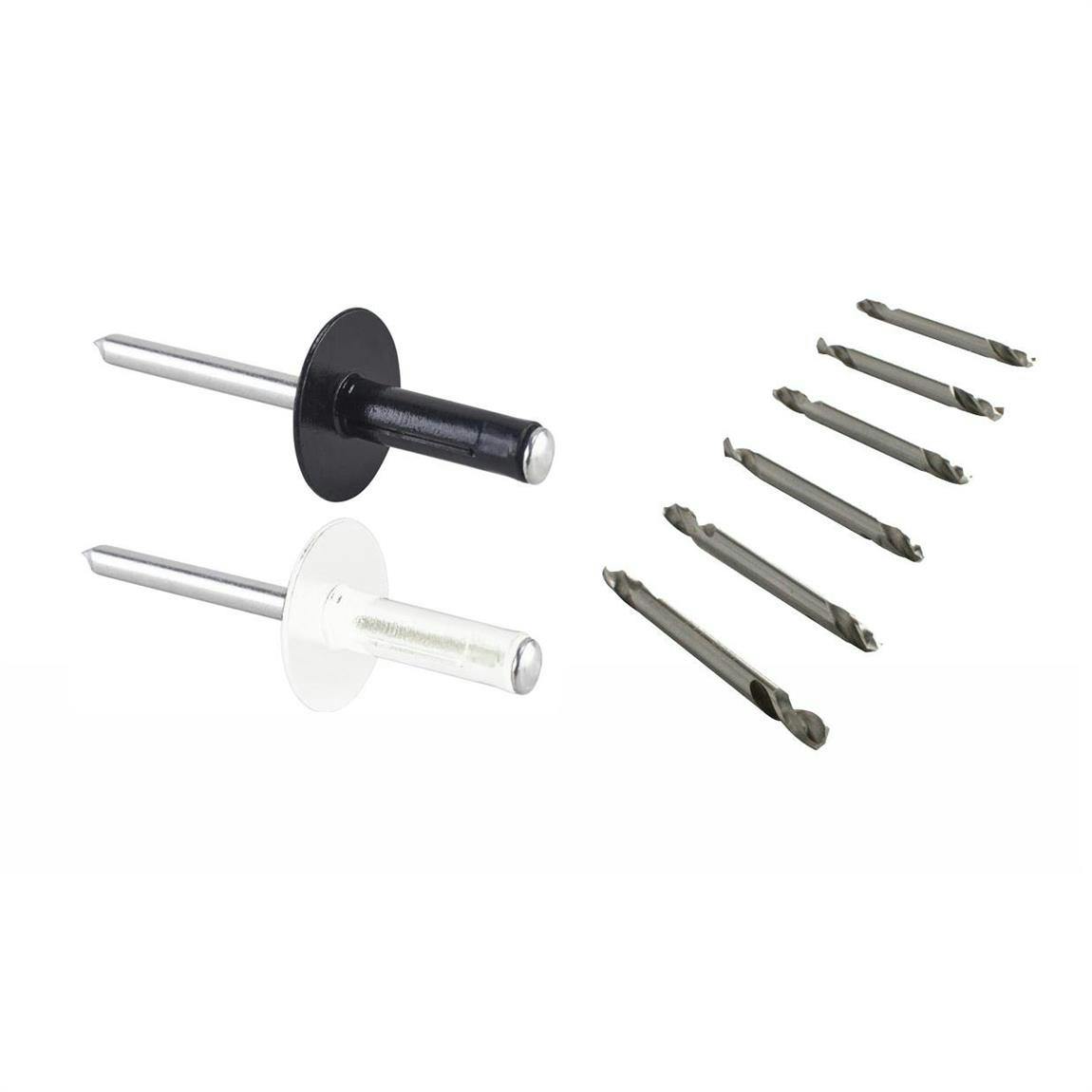 Speedway White & Black Exploding Head Rivets w/Double Ended Bits