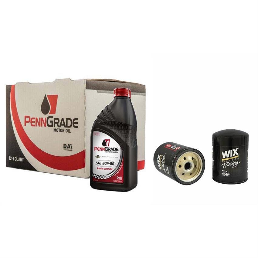 Penn Grade 1 SAE 20W50 Synthetic Blend, 12 Qt w/WIX Racing Filter