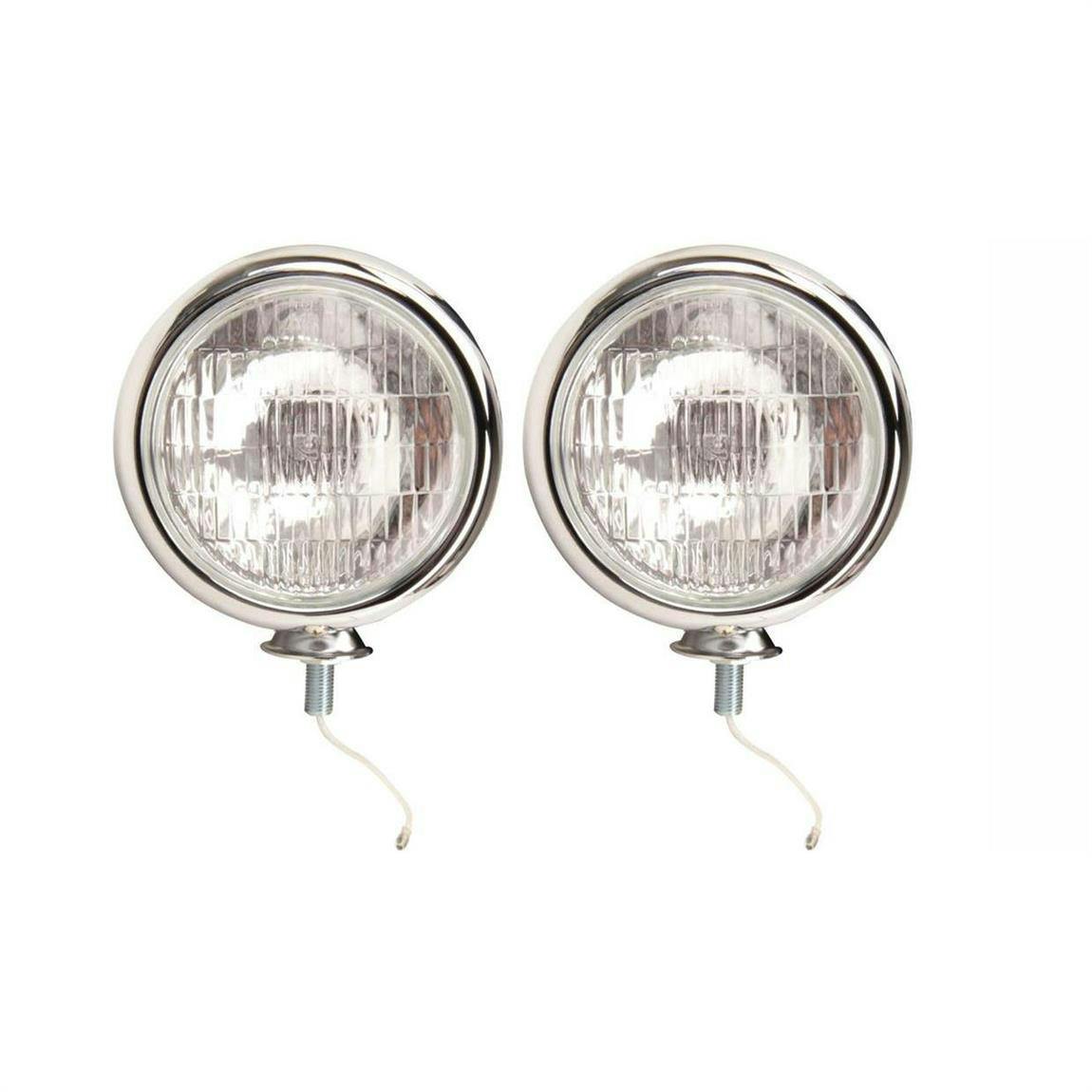 Chrome Vintage Style Fog Light, 12 Volt, Clear Lens, Pair