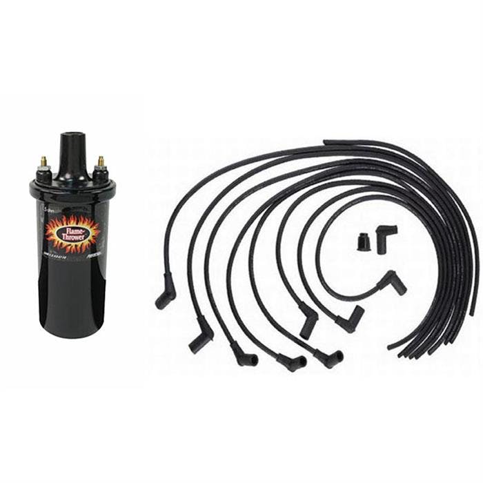 Pertronix Flame-Thrower Black Coil & Flathead Spark Plug Wires