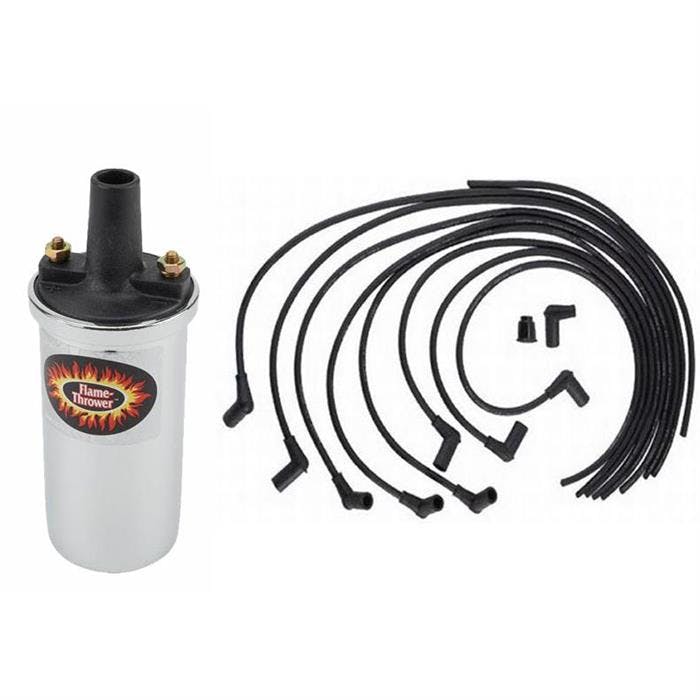 Pertronix Flame-Thrower Chrome Coil & Flathead Spark Plug Wires