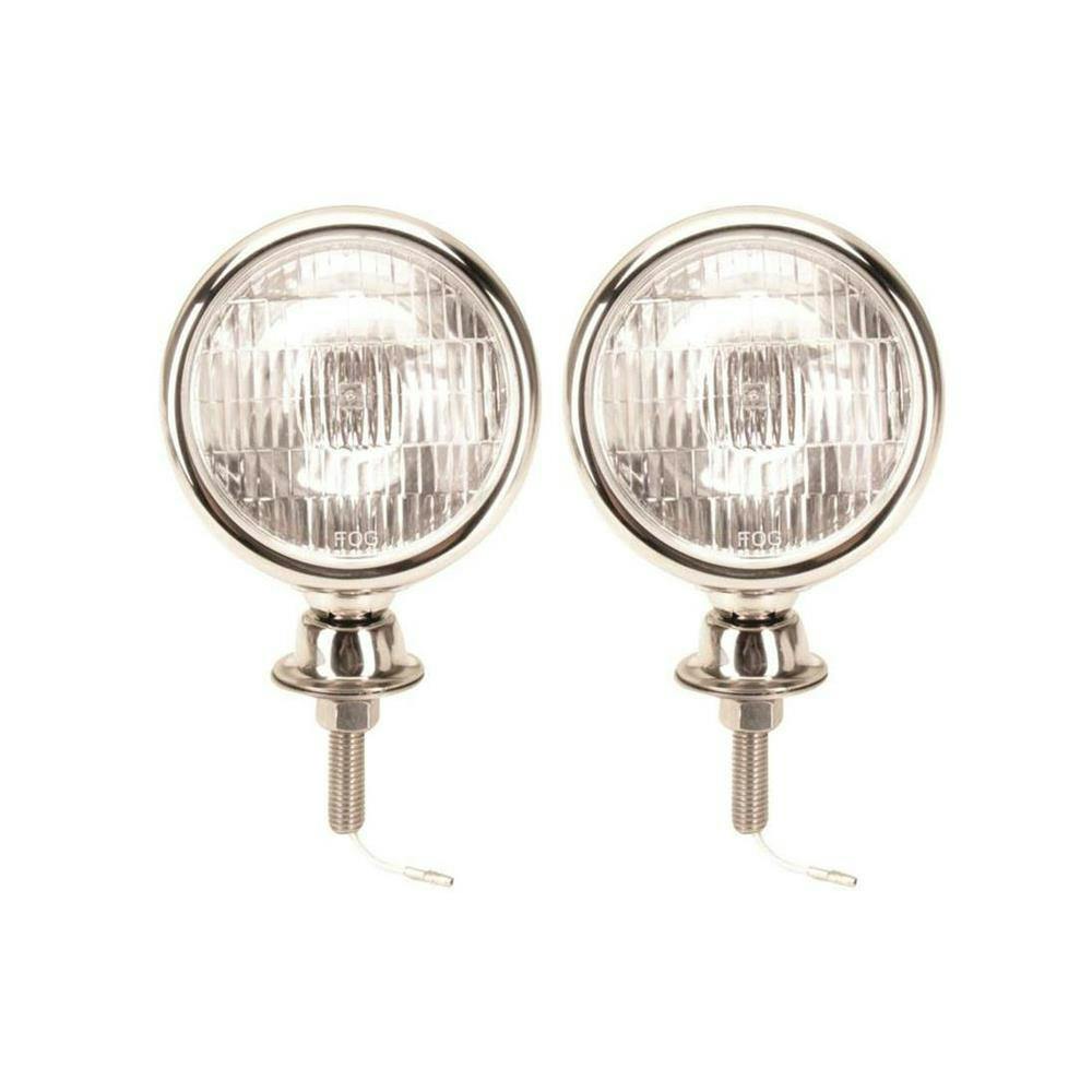 Stainless Steel Tear Drop 12 Volt Fog Lights, Clear Lens, Pair