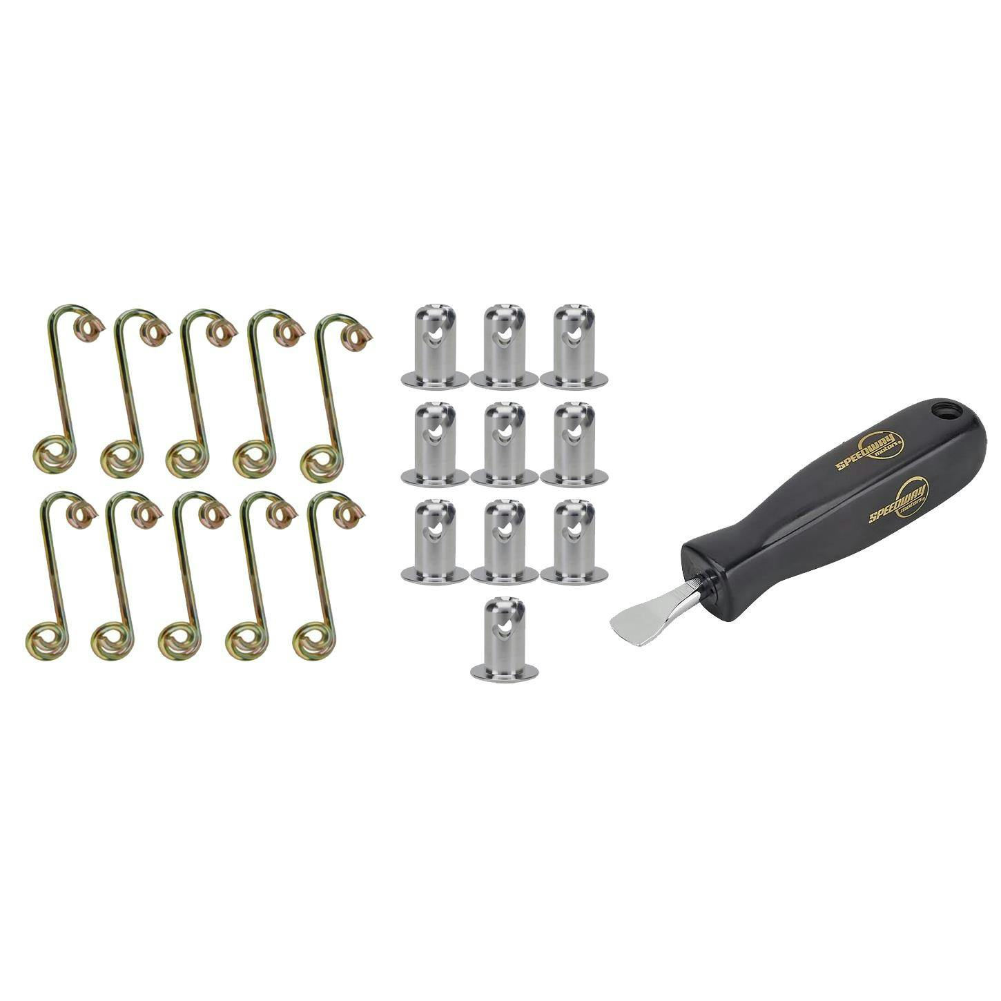 Alum Oval Head Quarter Turn Fasteners, Flat Springs & Tool