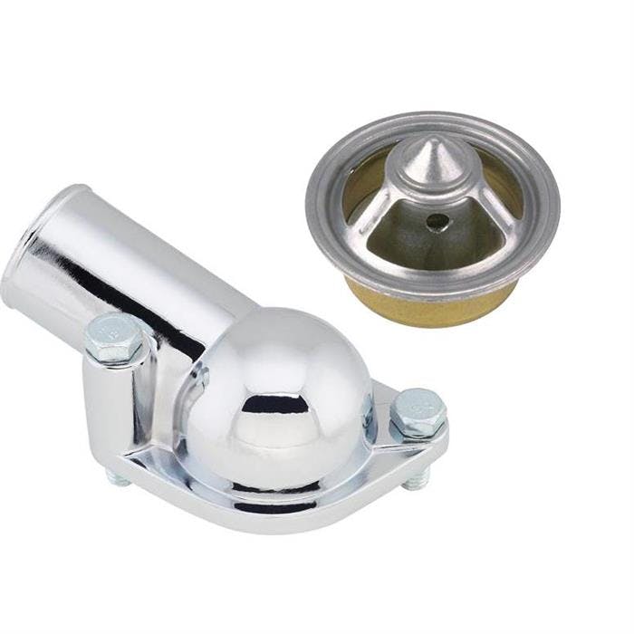 1966-86 SBC Chrome Water Neck & 180 Degree High Flow Thermostat