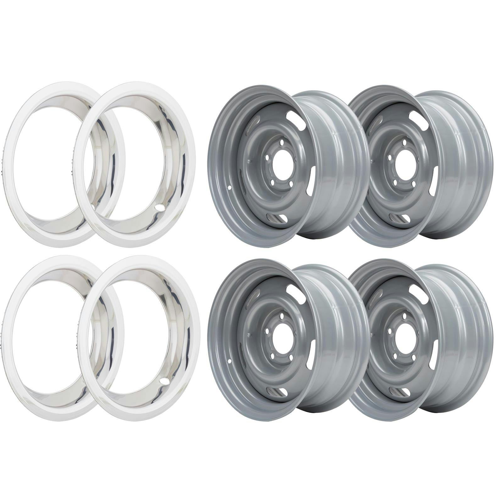 GM Style 15x7 In Rally Wheel, 5 on 4.75 Inch BP w/Beauty Rings