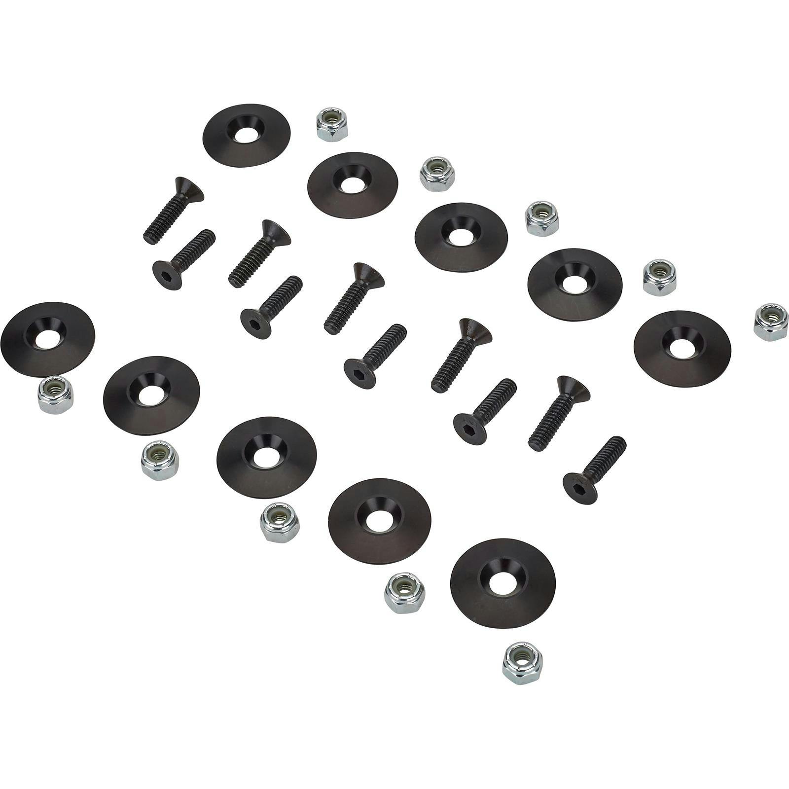 Aluminum Race Car Body Mounting Sheetmetal Washer Kit, Black