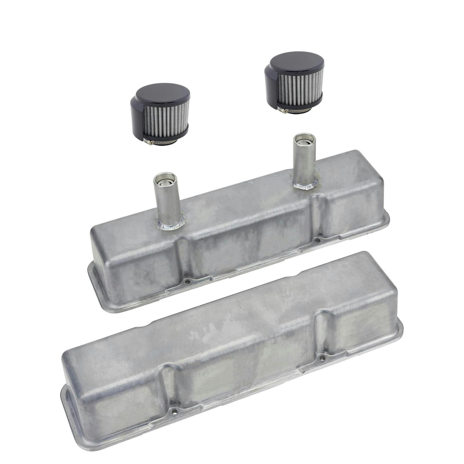 SBC Tall Aluminum Valve Covers & Shielded Breathers, Black