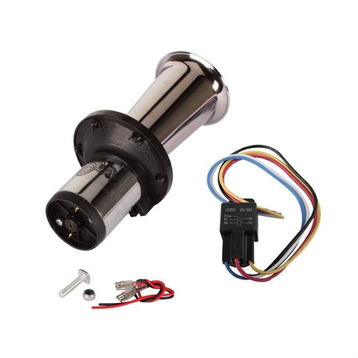 Speedway Chrome Ah-oo-gah Horn & 40-Amp Electric Relay Kit