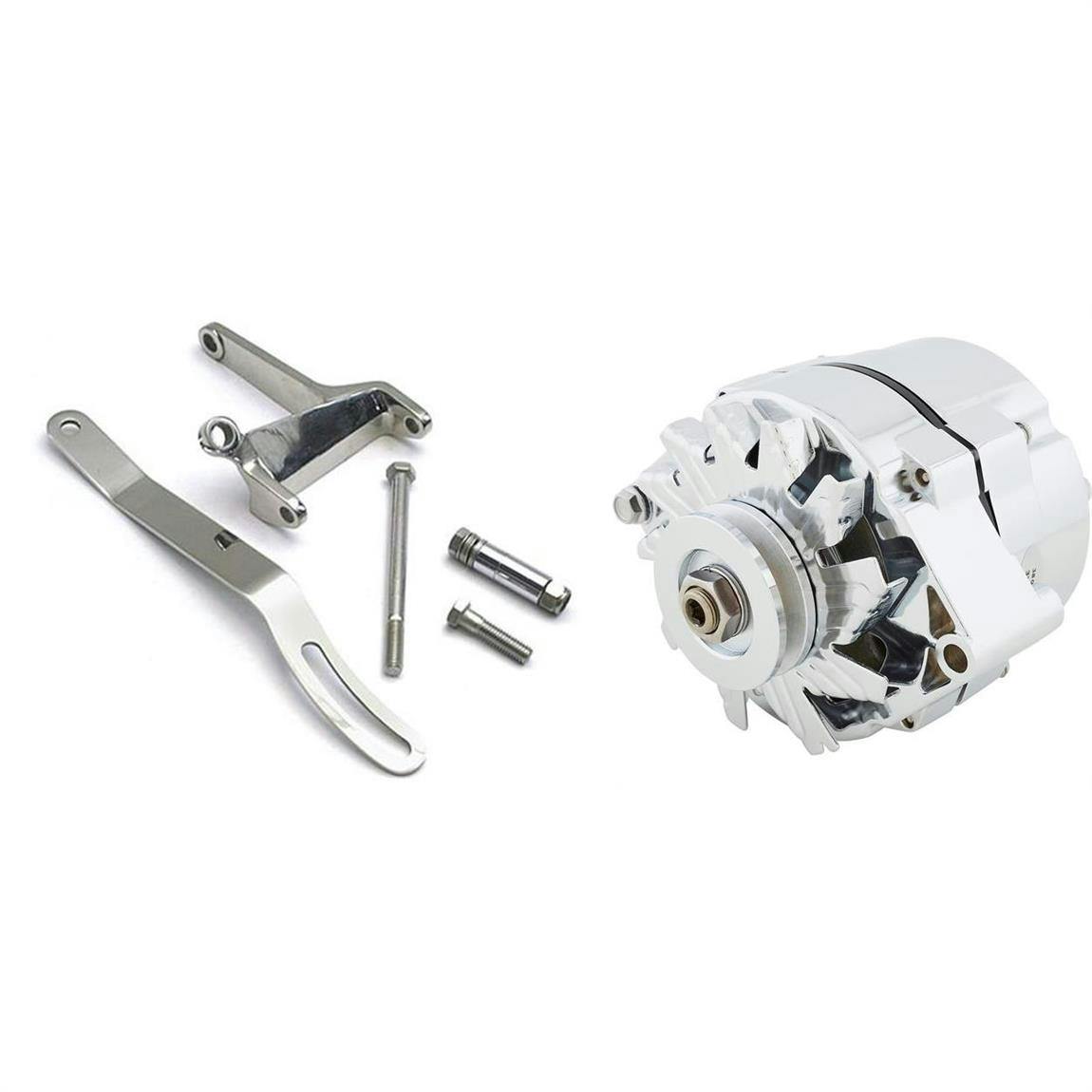 King Chrome GM One Wire Alternator, 100 Amp w/Chrome Bracket