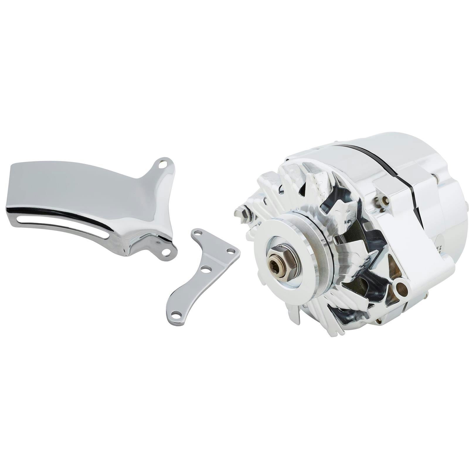 King Chrome GM One Wire Alternator, 100 Amp w/76-86 SBC Bracket