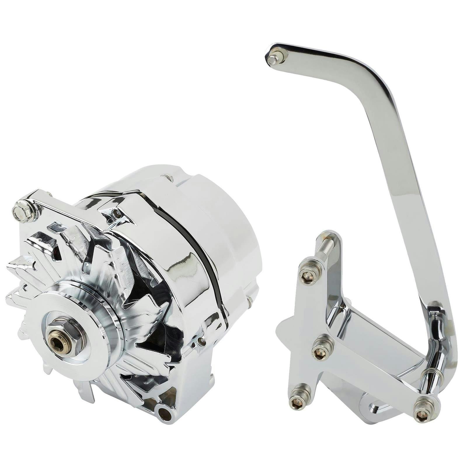 GM 10SI 1 Wire Alternator, 110 Amp w/Bills Hot Rod Bracket,Chrome
