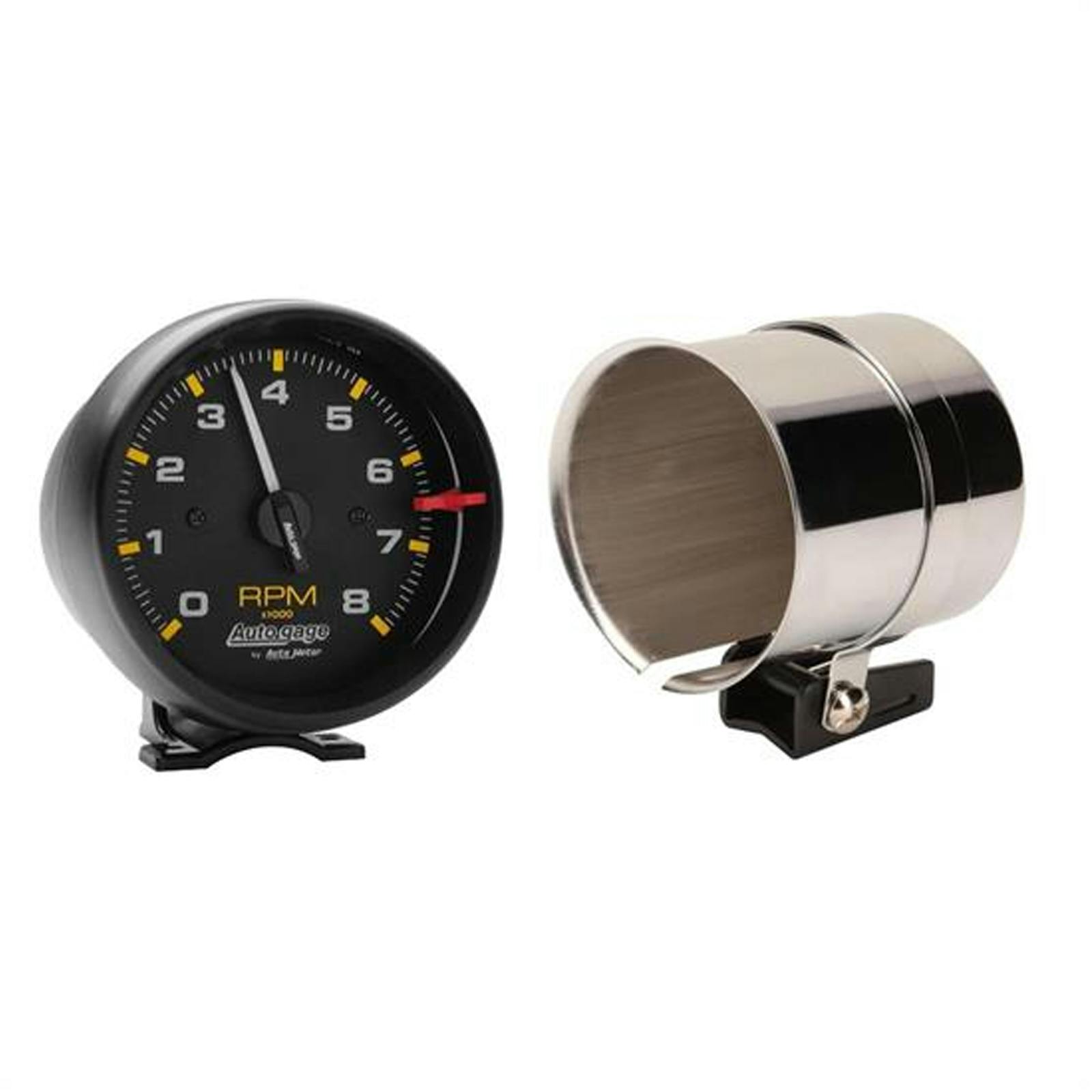 AutoMeter Pedestal Tachometer Gauge & Chrome Mounting Cup