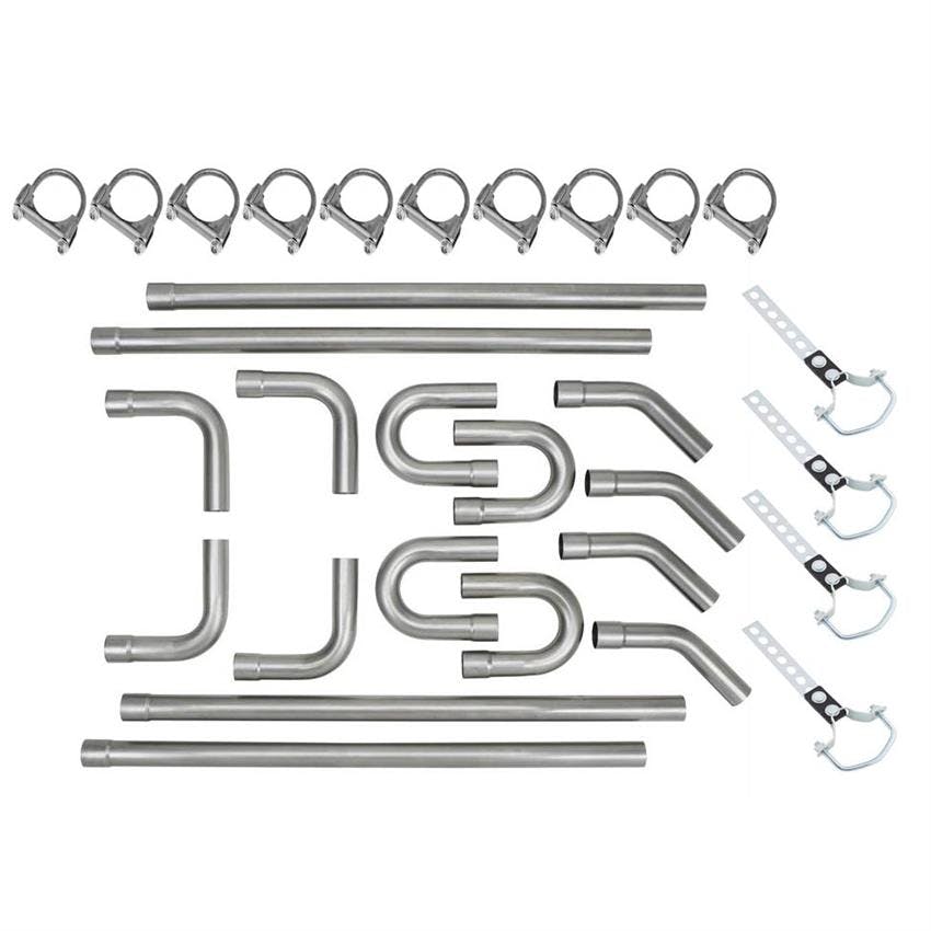 2.5 Inch Deluxe Dual Exhaust Pipe Tubing Kit, Mild Steel