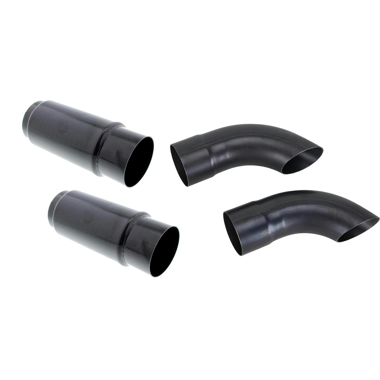 Speedway Shorty Race Muffers, 8 x 3 Inch & Kickout Tail Pipe Tips