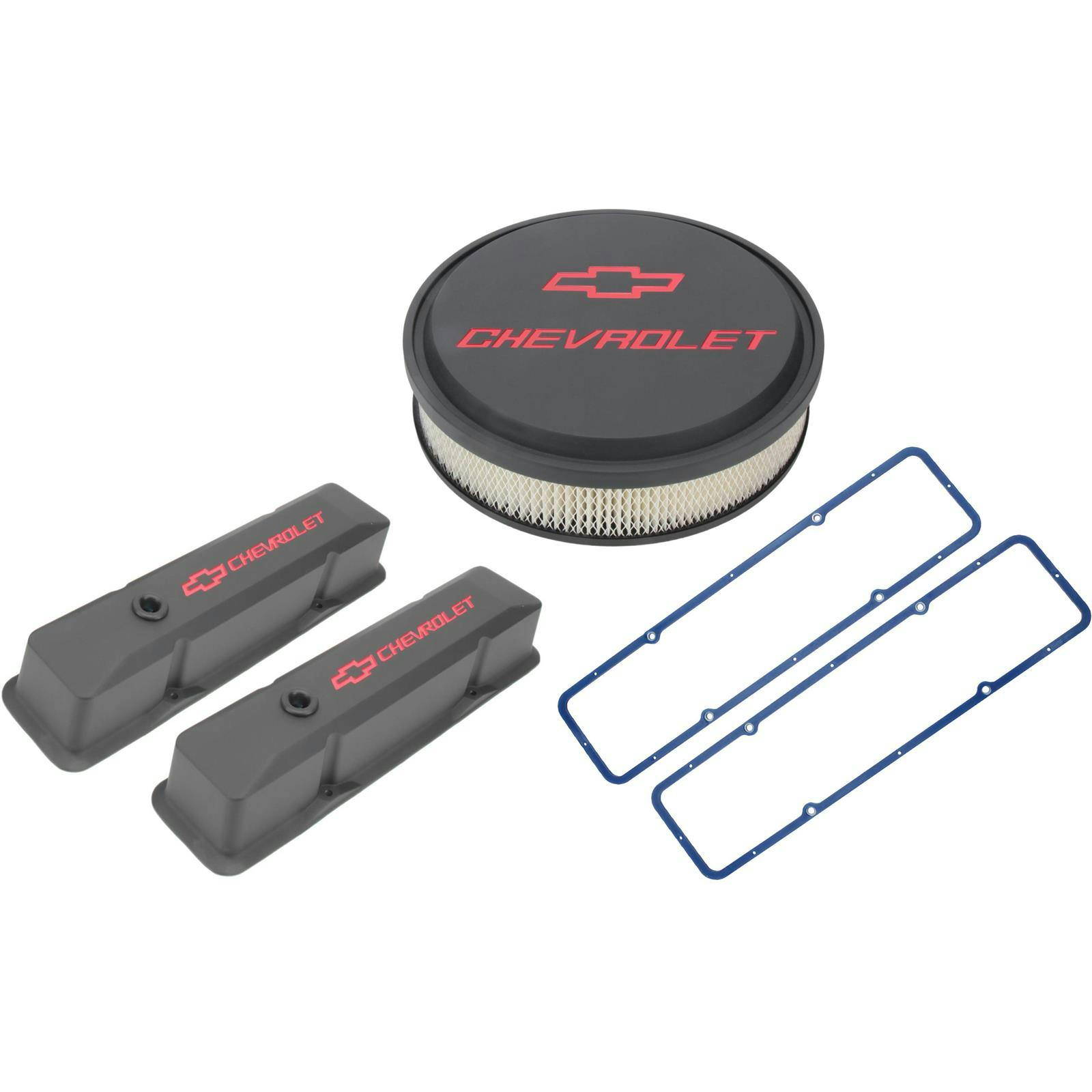 Chevy Black Bowtie Aluminum Valve Covers and Air Cleaner