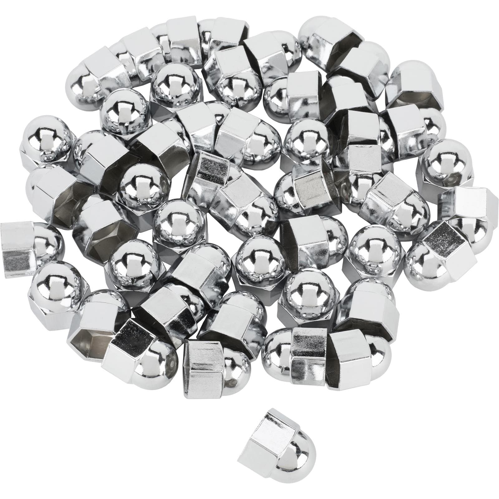 Flathead Ford V8 Cylinder Head Chrome Acorn Nut Covers, 11/16"